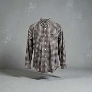 Chaps Men's Brown and Blue Plaid Long Sleeve Button Down Shirt